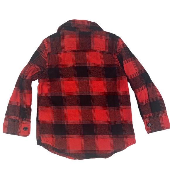 NWT GAP Boys Red Buffalo Plaid Flannel Button Down Shirt - Size 2T - Picture 2 of 5